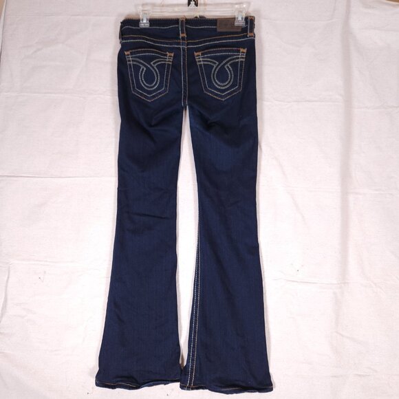 Big Star Liv Blue Jeans Womens 27L Dark Blue Denim Stretch Pants Thick Stitch - Picture 2 of 16